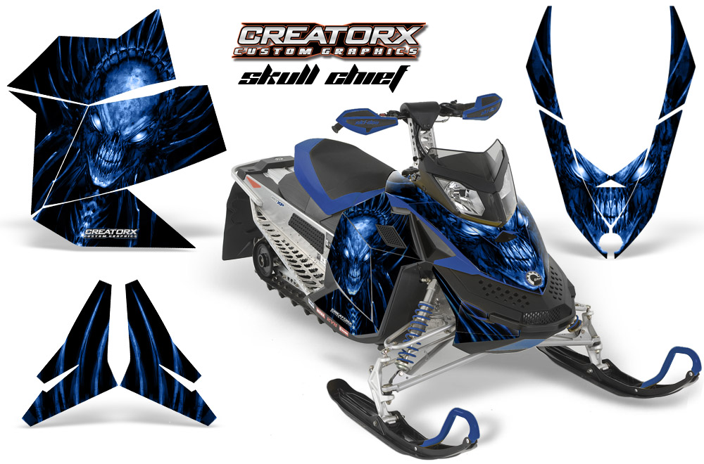 Skidoo REV XP Graphics Kit Skull Chief Blue bk